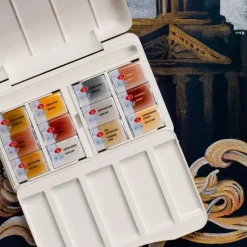 Caja de acuarelas 12 godets metálicos y pastel White Nights