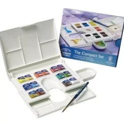 Caja de acuarelas 14 medias pastillas 1 pincel Cotman Winsor and Newton