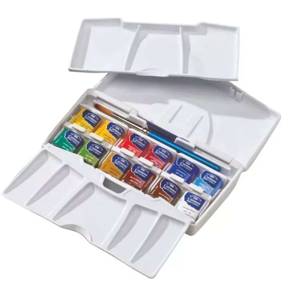 Caja de acuarelas 12 medias pastillas 3 paletas Cotman Winsor and Newton
