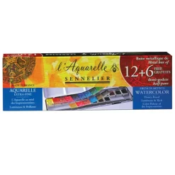 Caja de acuarelas 18 Medias Pastillas Extrafinas Sennelier