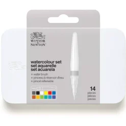 Caja de acuarelas 12 medias pastillas + 1 pincel con depósito Cotman
