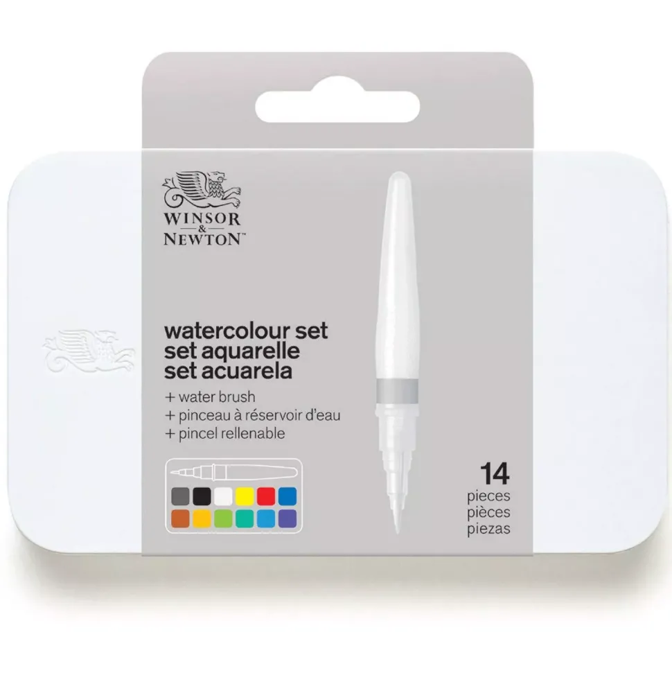 Caja de acuarelas 12 medias pastillas + 1 pincel con depósito Cotman
