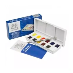 Caja de acuarelas 12 medias pastillas + 1 pincel Cotman