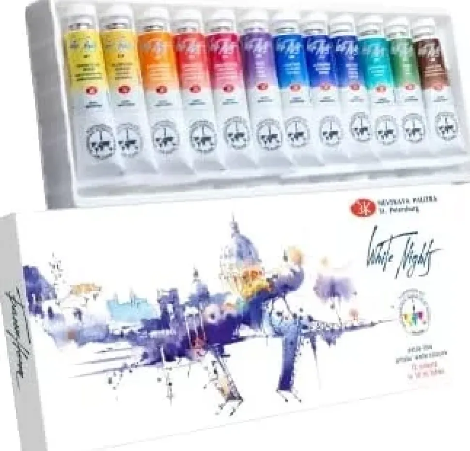 Caja de acuarelas 12 tubos White Nights 10ml