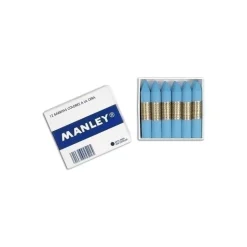 Caja de cartón de 12 ceras azul cyan Manley