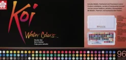 Caja de estudio 96 pastillas acuarela Koi Sakura