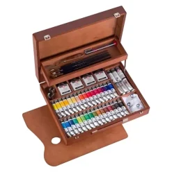 Caja de madera 34 colores al óleo con accesorios Van Gogh.