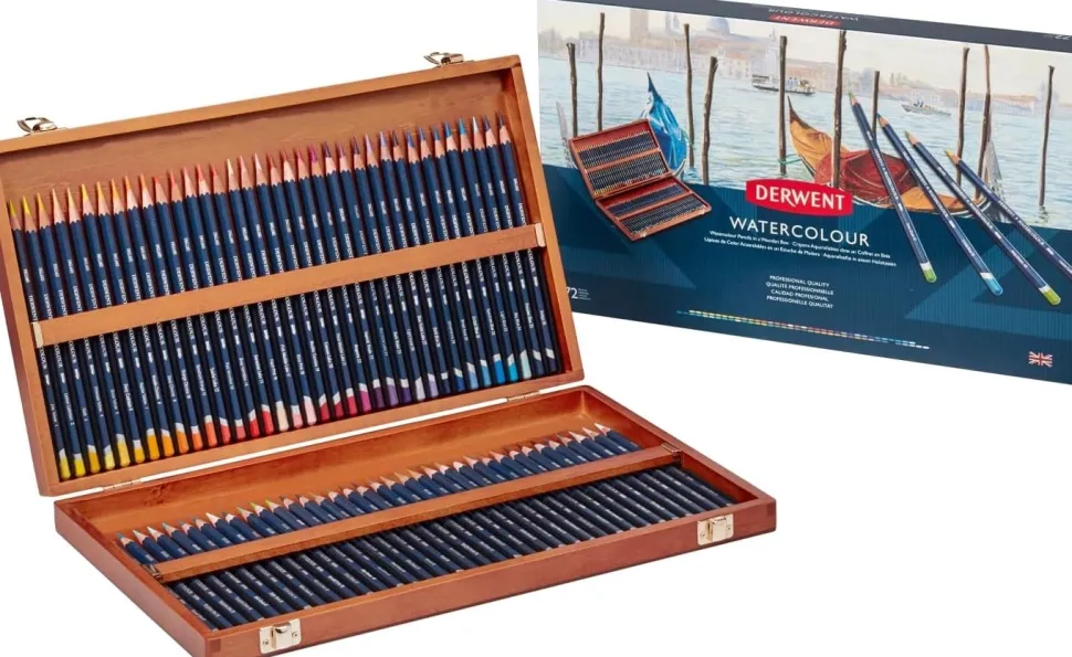 Caja de madera 72 lápices Watercolour Derwent