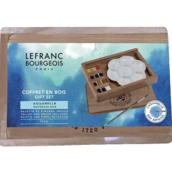 Caja de madera 12 medias tintas acuarela Fine Watercolour Lefranc and Bourgeois