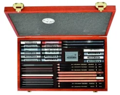 Caja de madera 39 piezas dibujo Gioconad Koh-i-Noor