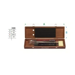 Caja de madera 4 pinceles y accesorios 5280 da Vinci