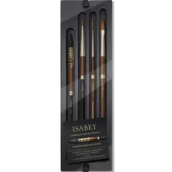 Caja de Madera 4 Pinceles Acuarela Lujo Isabey