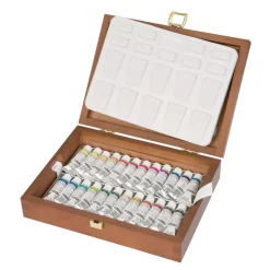 Caja de madera 24 tubos de acuarela Schmincke 5ml