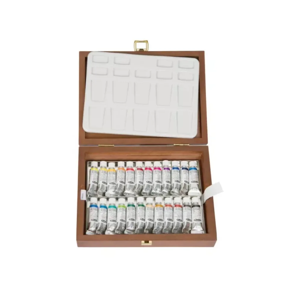 Caja de madera 24 tubos de acuarela Schmincke 5ml