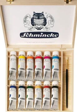 Caja de madera 12 tubos de óleo Akademie Öl Schmincke 60ml