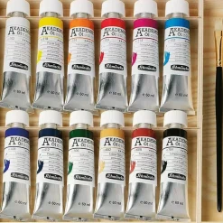 Caja de madera 12 tubos de óleo Akademie Öl Schmincke 60ml