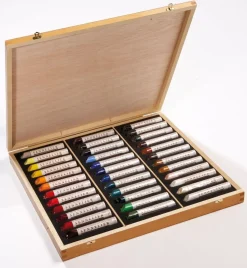Caja de madera con 36 óleos en barra extra fino Sennelier