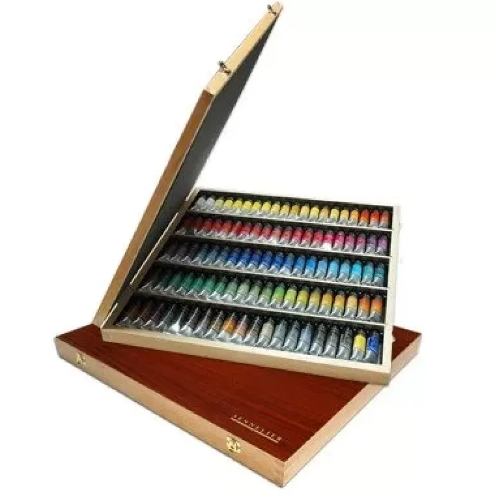 Caja de Madera con 98 Tubos L'Aquarelle Extrafina Sennelier 10ml