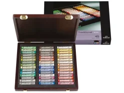 Caja de madera de 45 pasteles suaves extrafinos Paisaje Rembrandt