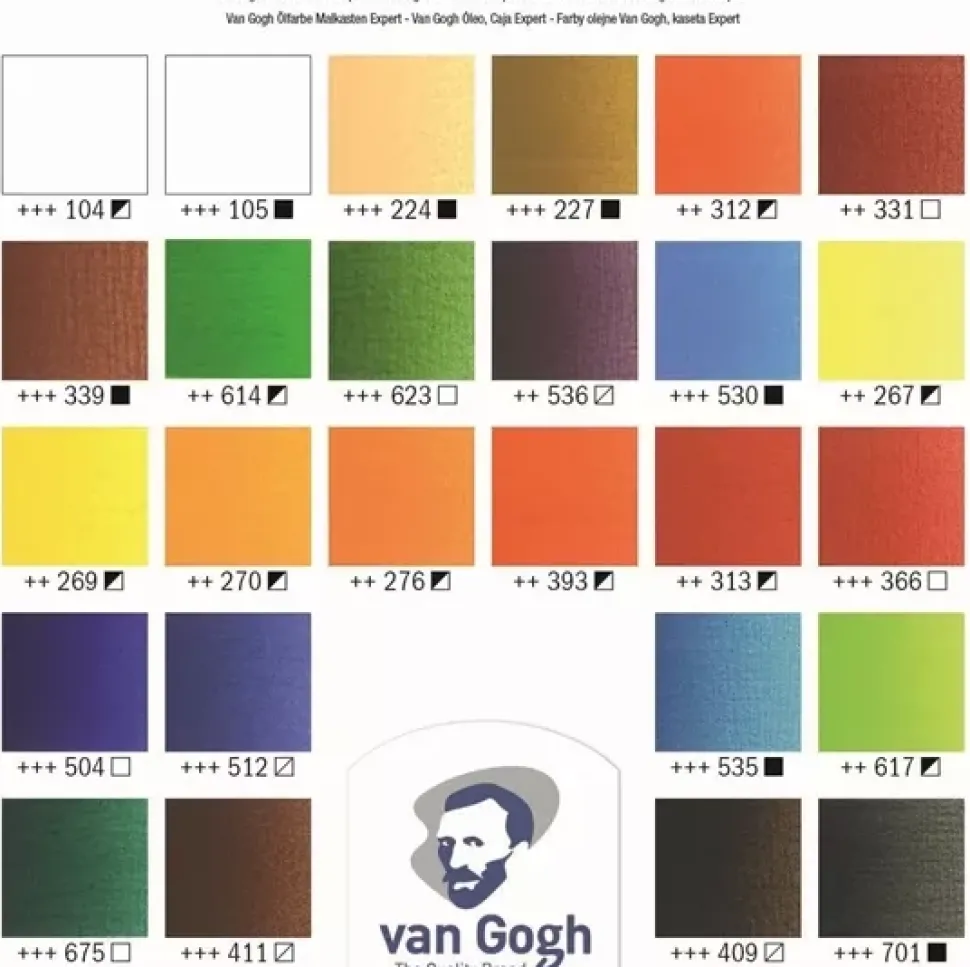 Caja de madera Expert 26 colores al óleo con accesorios Van Gogh.