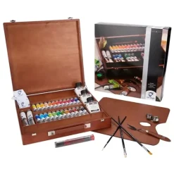 Caja de madera Expert 26 colores al óleo con accesorios Van Gogh.
