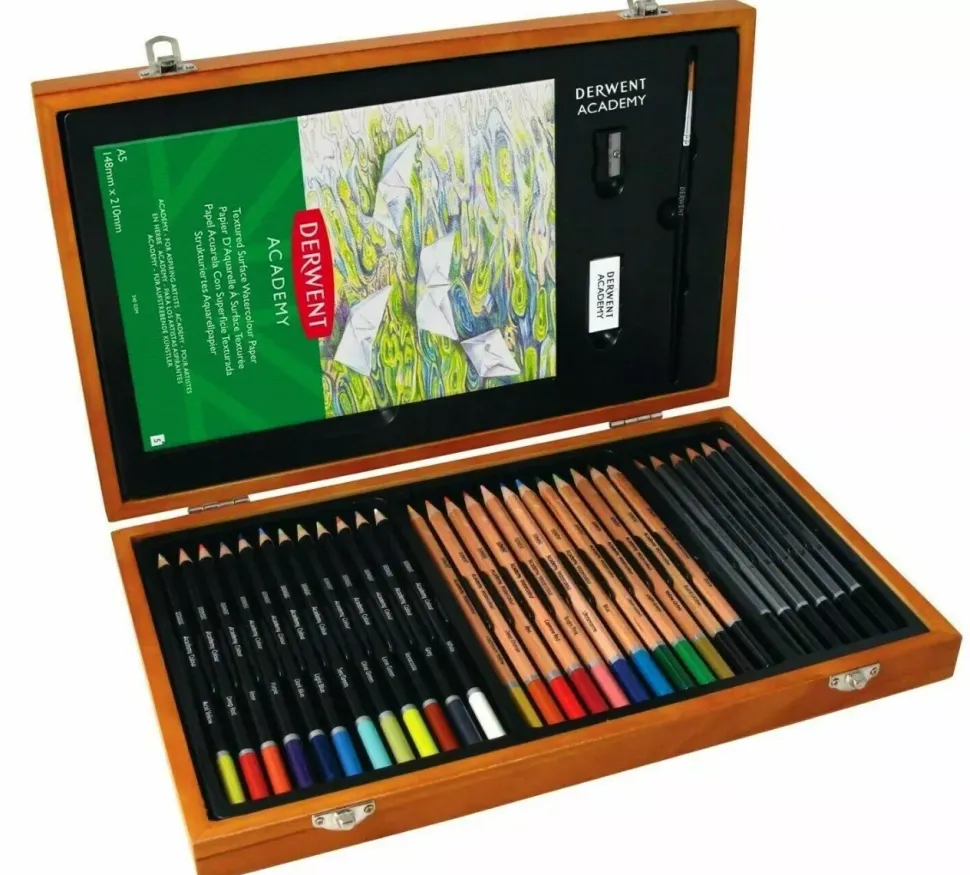 Caja de Madera lápices surtidos Academy Derwent