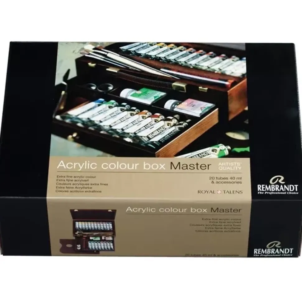 Caja de madera Master 20 tubos acrílicos Rembrandt 40ml