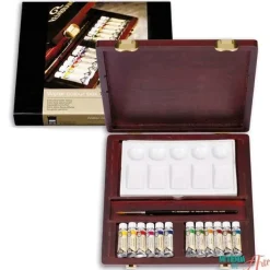 Caja de madera Traditional 12 tubos acuarela Rembrandt