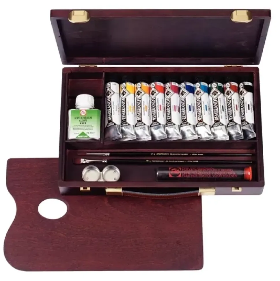 Caja de madera Traditional 10 tubos acrílicos Rembrandt 40ml