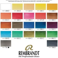 Caja de Madera Traditional 24 Medias Pastillas acuarela Rembrandt