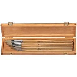Caja de madera y 6 pinceles óleo naturales Marta Kolinsky-Tajmyr Reserva Escoda