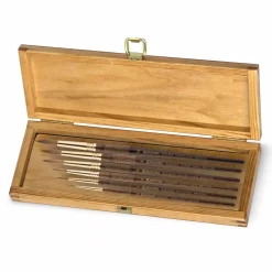 Caja de madera y 6 pinceles acuarela naturales Marta Kolinsky-Tajmyr Reserva 1212 Escoda