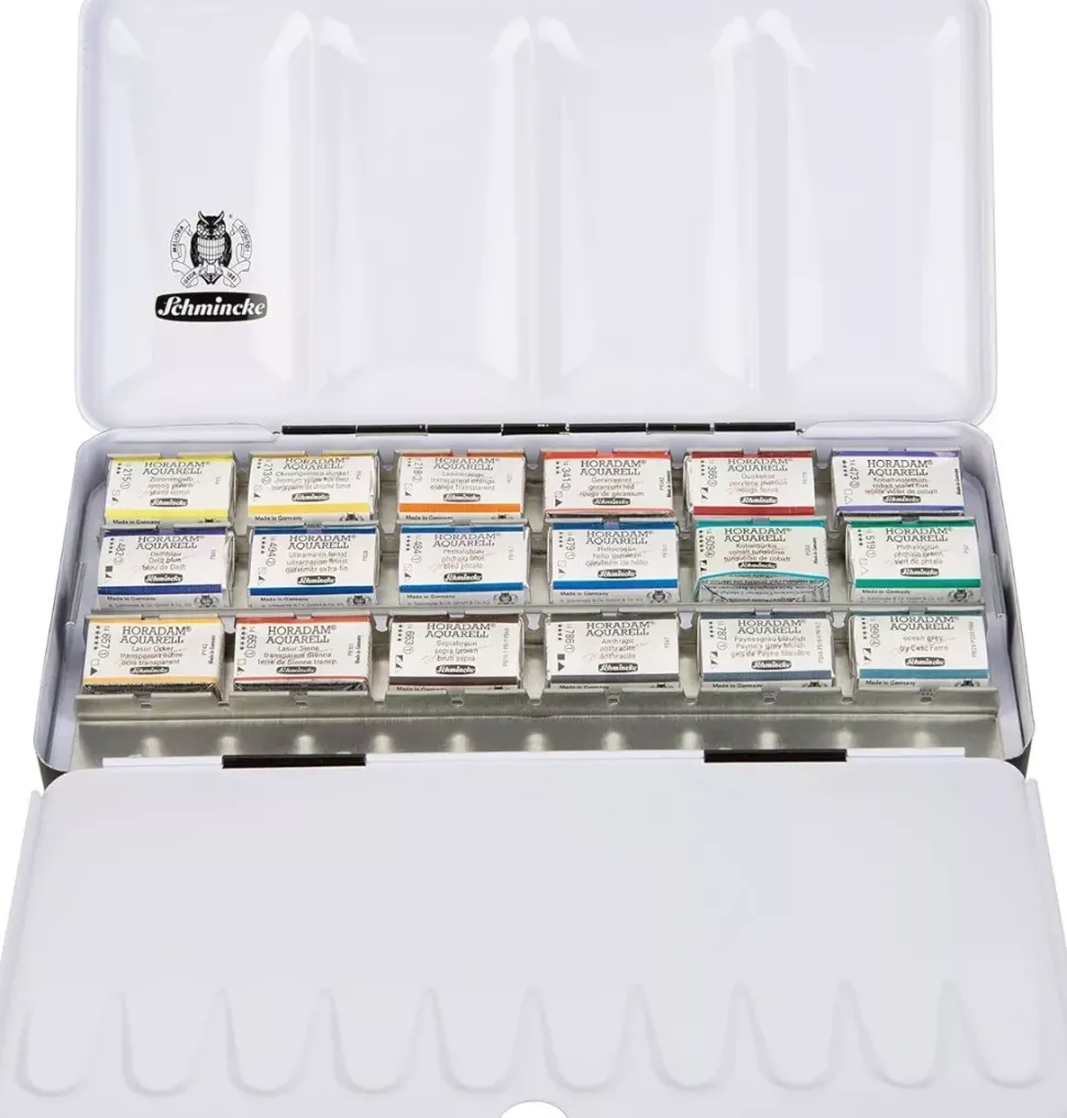 Caja de metal 18 godets de acuarela Edición Especial Horadam Schmincke