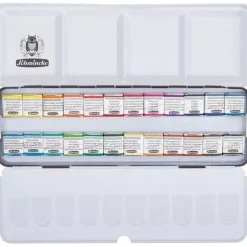 Caja de metal 24 medios godets de acuarela Horadam Schimcke