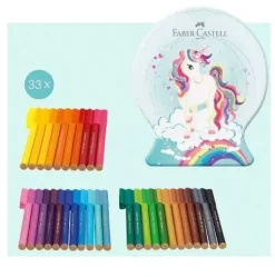 Caja de Metal 33 Rotuladores Unicornio Connector Faber-Castell