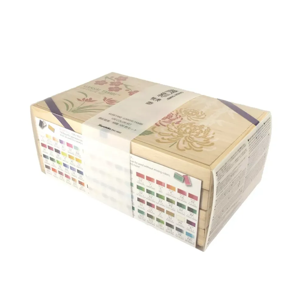 Caja madera 100 acuarelas Gansai Tambi Kuretake