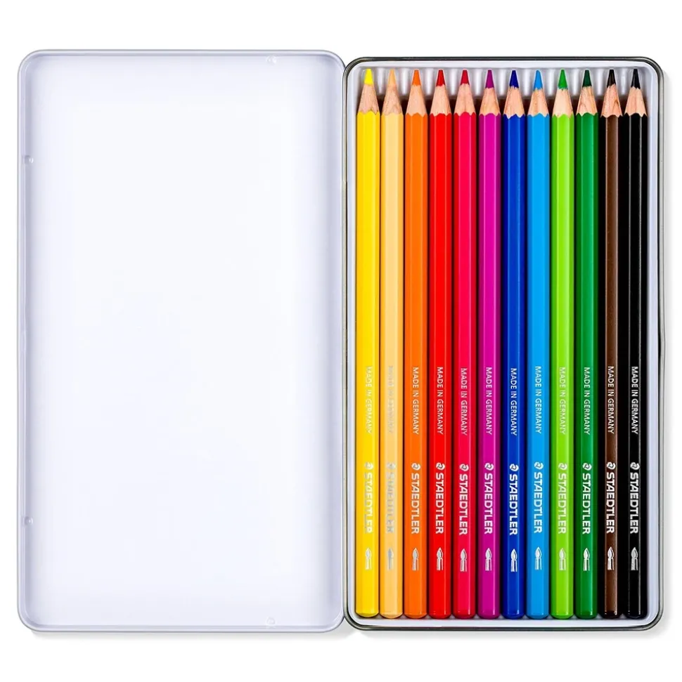 Caja metal 12 lápices de colores acuarelables 146 10C Staedtler