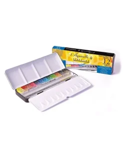 Caja Metálica 12 Acuarelas Medias Pastillas Sennelier