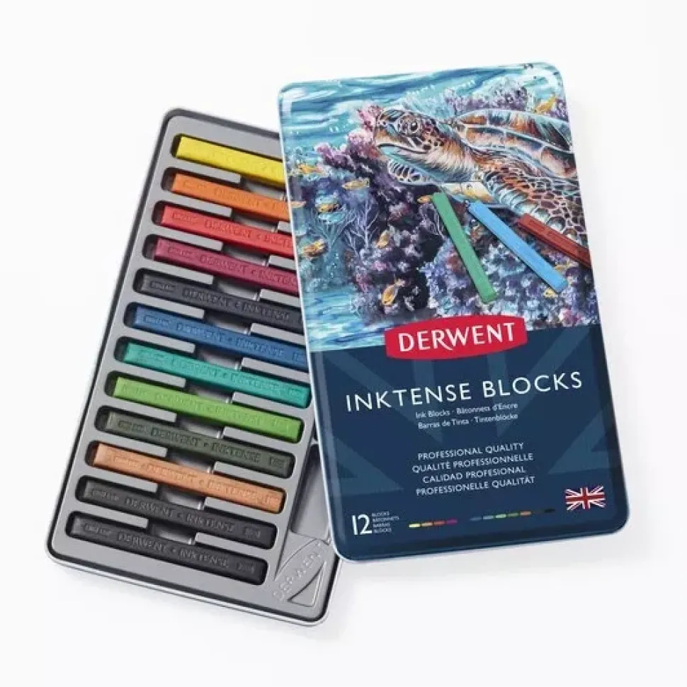 Caja metálica 12 barras Inktense Blocks Derwent