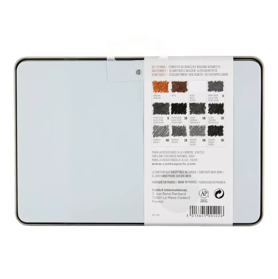 Caja metálica 12 colores esbozo Conté à Paris
