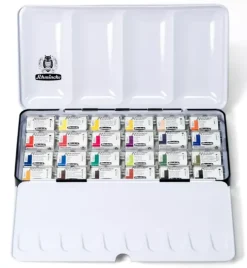 Caja metálica 24 godets de acuarela Akademie Schmincke