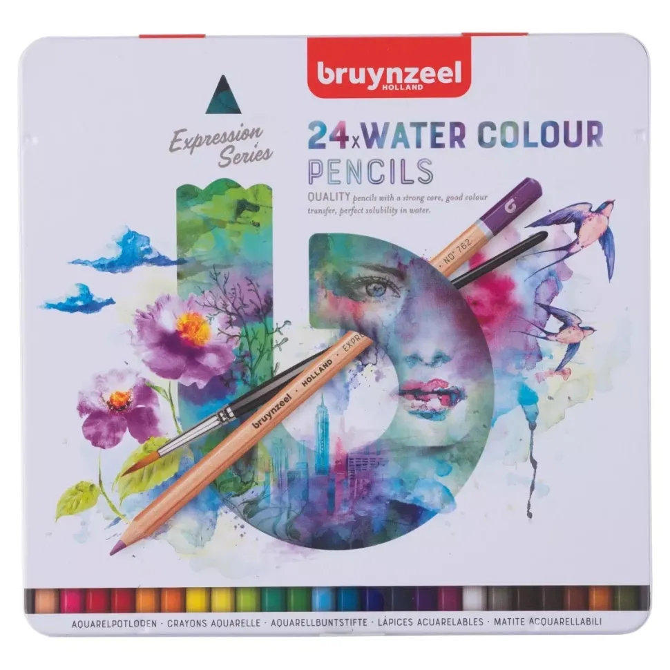 Caja metálica 24 lápices acuarelables Bruynzeel