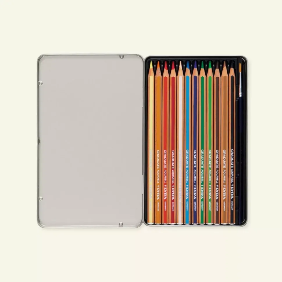Caja Metálica 12 Lápices Acuarelables + pincel Graduate Aquarell Lyra