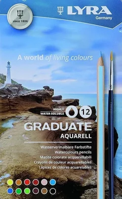 Caja Metálica 12 Lápices Acuarelables + pincel Graduate Aquarell Lyra