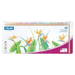 Caja metálica 48 lápices colores mina gruesa Milan