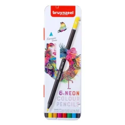 Caja Metálica 6 Lápices de Colores Neón Bruynzeel