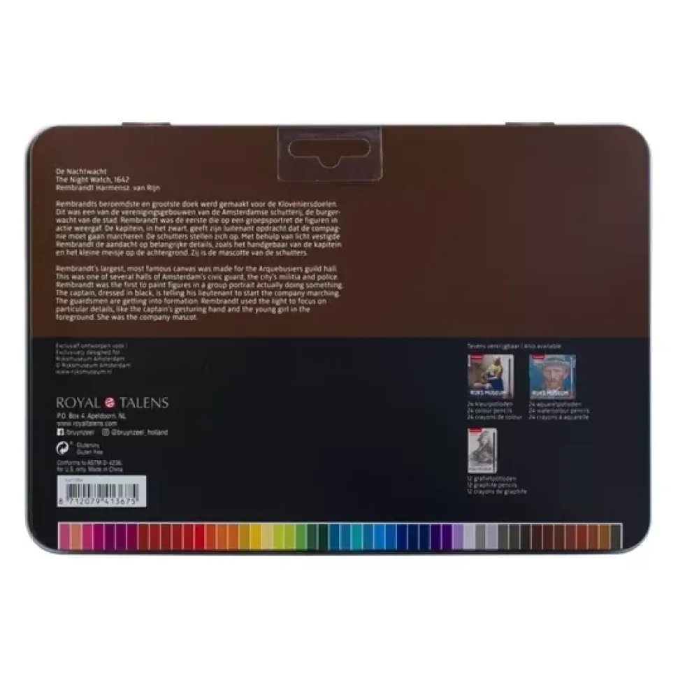 Caja metálica 50 lápices de colores Rijksmuseum Rembrandt