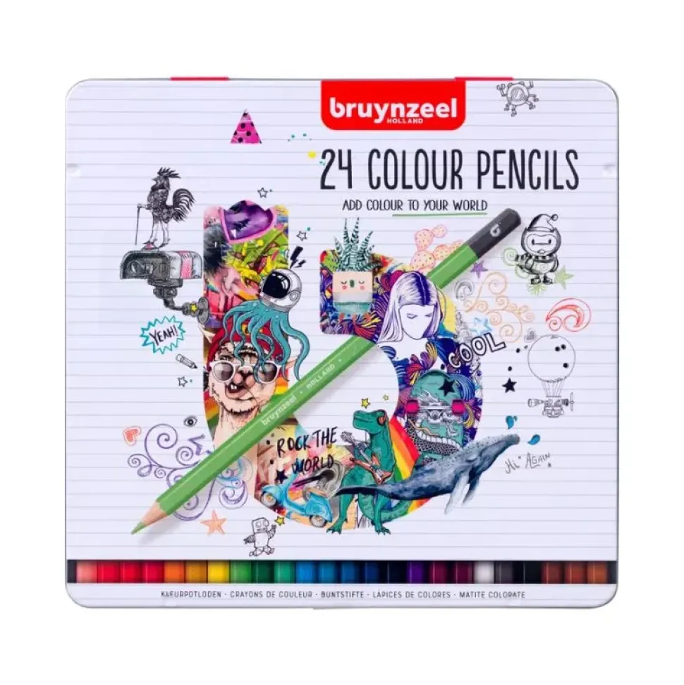 Caja metálica 24 lápices de colores Bruynzeel
