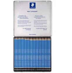 Caja metálica 24 lápices de grafito Lumograph 100 Staedtler