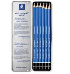 Caja metálica 6 lápices de grafito Lumograph 100 Staedtler